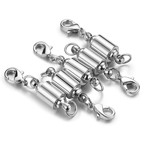Product Cover BEADNOVA Magnetic Lobster Clasps Connector Magnetic Clever Clasp Jewelry Extention for Jewelry Making Necklace Bracelet (Rhodium Plated / 5pcs)