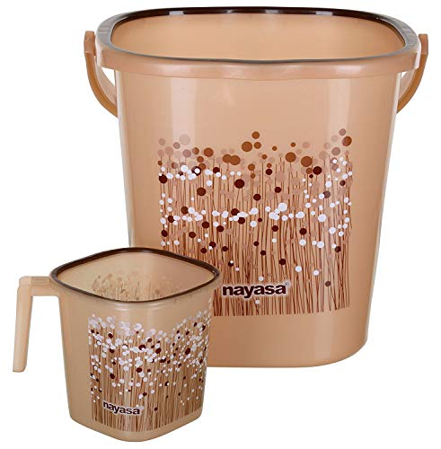 Product Cover Nayasa 2 Piece Plastic Bathroom Bucket and Mug Set, Brown