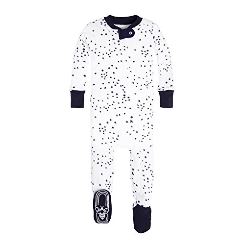 Product Cover Burt's Bees Baby Baby Boys Pajamas, Zip Front Non-Slip Footed Sleeper PJs, 100% Organic Cotton, Midnight Twinkle Bee, 12 Months