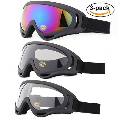 Product Cover Ski Goggles, Yidomto Pack of 3 Snowboard Goggles for Kids,Boys,Girls,Youth, Mens,Womens,with UV Protection,Windproof,Anti Glare(multicolor/Grey/Transparent)