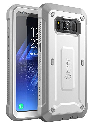 Product Cover SUPCASE NA Galaxy S8 Active Case, [Unicorn Beetle Pro Series] Full-Body Rugged Holster Case with Built-in Screen Protector for Samsung Galaxy S8 Active, White/Gray