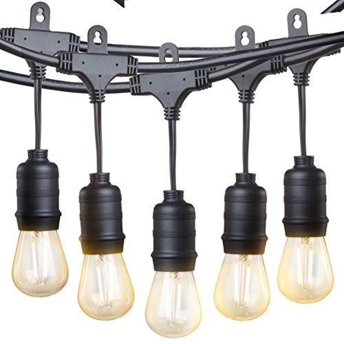 Product Cover LED Outdoor String Lights,TaoTronics 50ft Commercial Grade Outdoor Patio Lights,Heavy Duty Weatherproof Strand with 16xS14 LED Bulbs (One Spare),Connect up to 30 String Lights,UL588 Approved