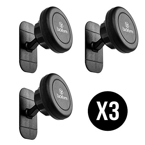 Product Cover TACKFORM Three Pack of Magnetic Phone Mounts, Universal Stick-On Dashboard Magnet Mount and Cell Phone Holder - Great for Car, Home and Office