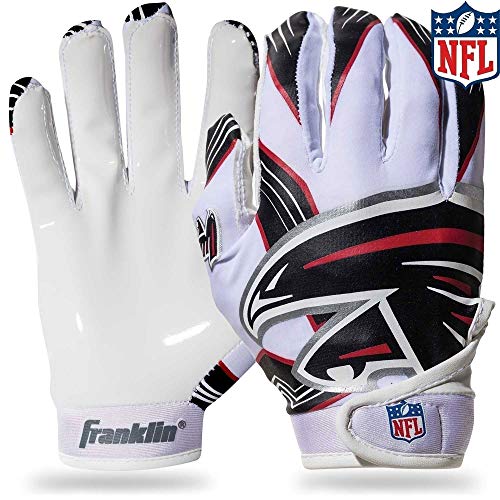 Product Cover Franklin Sports Atlanta Falcons Youth NFL Football Receiver Gloves - Receiver Gloves For Kids - NFL Team Logos and Silicone Palm - Youth M/L Pair