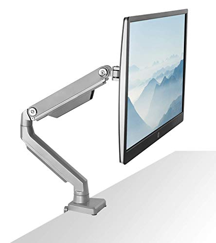Product Cover Mount-It! Single Monitor Arm Mount | Desk Stand | Full Motion Height Adjustable Articulating Mechanical Spring Arm | Fits 24 27 29 30 32 Inch VESA Compatible Computer Screen | C-Clamp and Grommet Base
