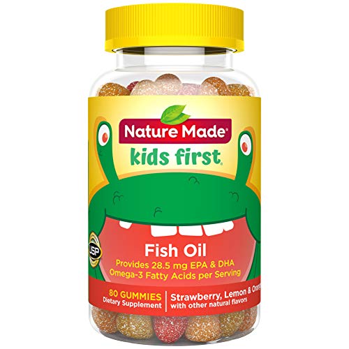 Product Cover Nature Made Kids First Fish Oil Gummies, 80 Count with 28.5 mg Heart Healthy Omega-3s† (Packaging may vary)