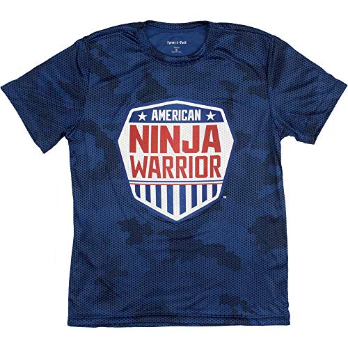 Product Cover American Ninja Warrior Kids Camo Short Sleeve Performance T-Shirt (Large, Blue)