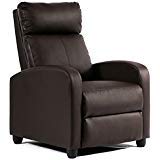 Product Cover Single Reclining Sofa Leather Chair Home Theater Seating Living Room Lounge Chaise with Padded Seat Backrest (Brown)