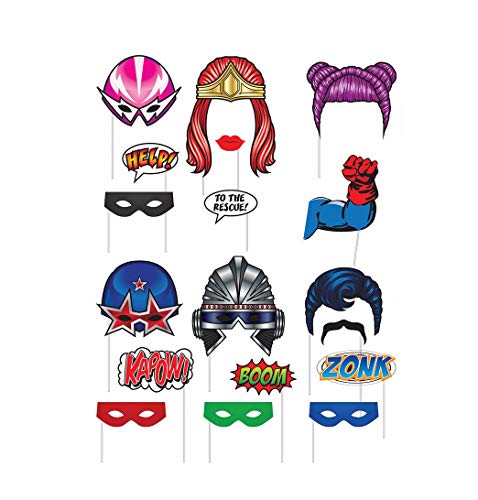 Product Cover Superhero Themed Party Photo Booth Props Decor- 18 Pc Kit