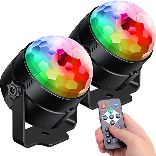 Product Cover [2-Pack] Sound Activated Party Lights with Remote Control Dj Lighting, RBG Disco Ball Light, Strobe Lamp 7 Modes Stage Par Light for Home Room Dance Parties Bar Karaoke Xmas Wedding Show Club