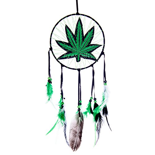 Product Cover Aces Gifts Marijuana Leaf Pot Weed Embroidered Dream Catcher (16 Inches Long)