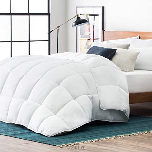 Product Cover LUCID Alternative Comforter-Hypoallergenic-All Season-400 GSM-Ultra Soft and Cozy-8 Duvet Loops-Box Stitched-3 Year Warranty-Machine Washable-California King-White
