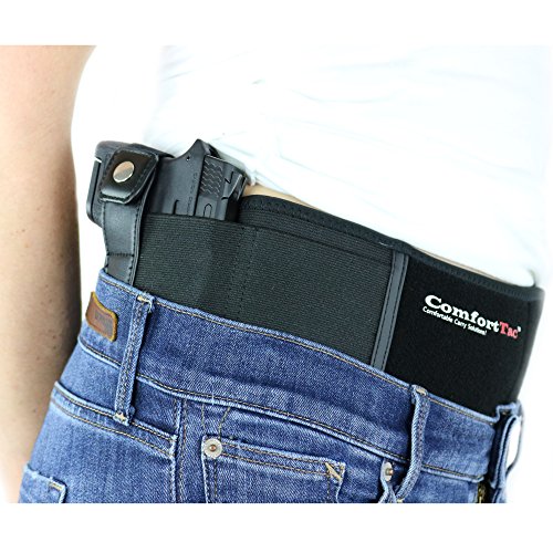 Product Cover ComfortTac Ultimate Belly Band Holster 2.0 | New 2017 | Fits Glock 19 43 26 Smith and Wesson MP Shield Bodyguard Ruger LC9 Sig Sauer More | Carry IWB OWB Appendix (L (Belly: Up to 42