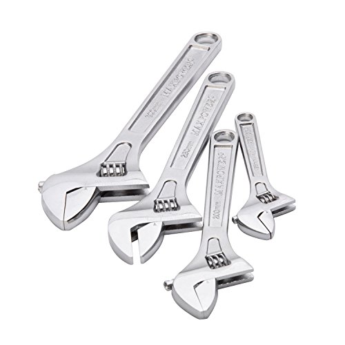 Product Cover MAXPOWER 4pc Heavy Duty Adjustable Wrench Set - Metric + SAE - Industrial Grade Shifter Movable Spanners