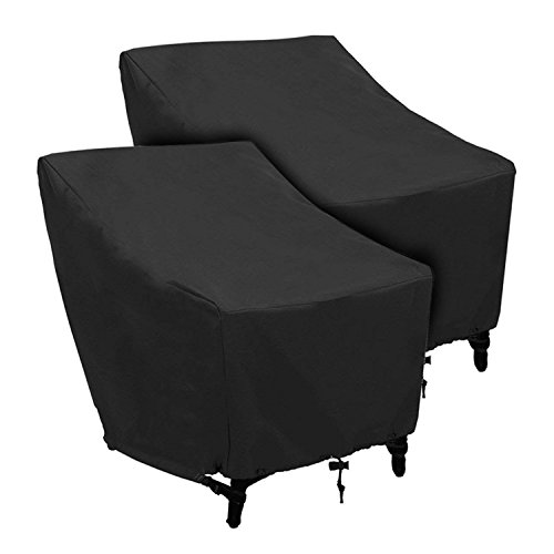 Product Cover Patio Chairs Covers Outdoor Chair Cover Waterproof and Durable Fabric Premium Stackable Chairs Cover Outdoor Furniture Cover Black Thick Oxford Cloth (L31 x D39 x H31 inch, 2 Pack)