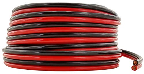 Product Cover GS Power Flexible 10 AWG (American Wire Gauge) 50 Feet Stranded Oxygen Free Copper Red/Black Bonded Zip Cord Cable for Car Audio Stereo Amplifier 12Volt Automotive Harness LED Light Wiring