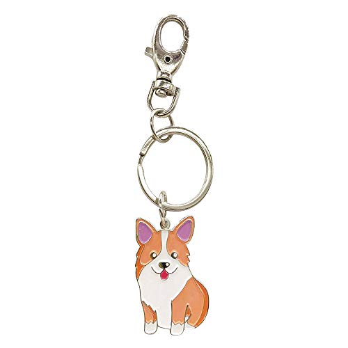 Product Cover Feb.7 Keychain,Welsh Corgi Dog Keychain - Corgi Keyring- Corgi Bag Charm - Dog Tag - Gifts for Dog Lover (Silver)