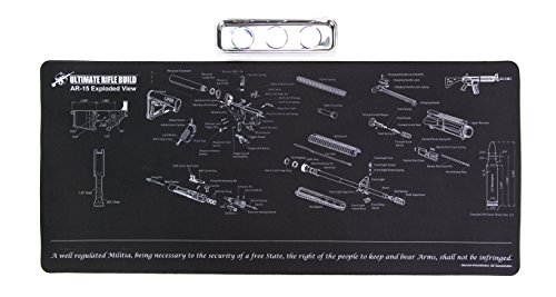 Product Cover Ultimate Rifle Build X-Large Gun Cleaning Mat with Exploded Parts Diagram & Bonus Magnetic Parts Tray; Non-Slip & Solvent Resistant pad; Stitched Edges - 36x16