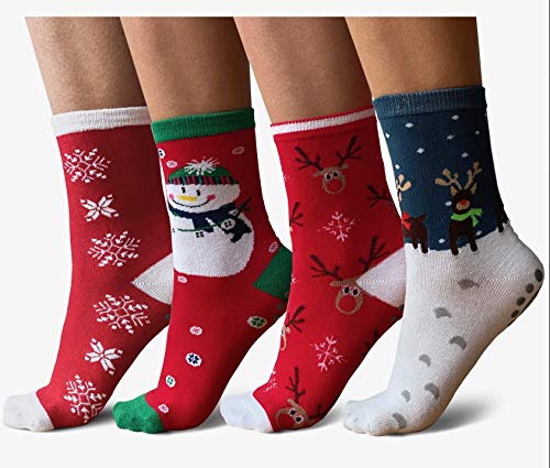 Product Cover Holiday Grip Non Slip Socks Pack of 4 by YogiSocks Skid Yoga Pilates Barre Bikram Hospital for Women