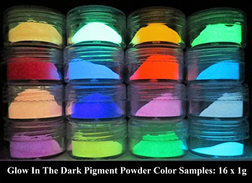 Product Cover PRESTIGE GLOW IN THE DARK Pigment Powder. Longest Lasting Glow in The Dark Powder. Recommended for All COLORLESS Medium. Ink. Paint. Plastic Resin. Glass. ETC. (16g (16 x 1g), Sample Pack)