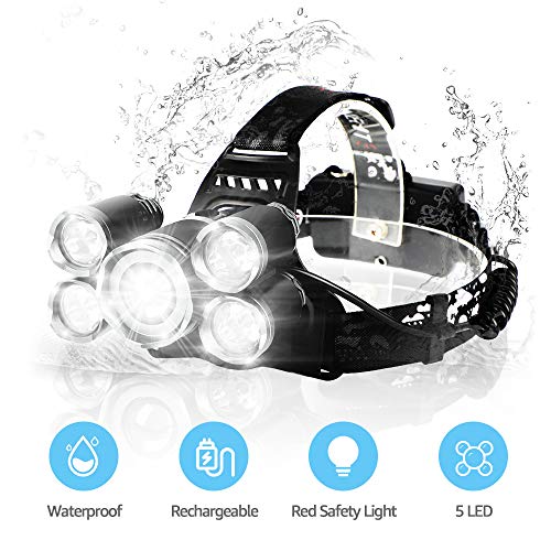 Product Cover LED Headlamps, Neolight Super Bright 5 LED High Lumen Rechargeable Zoomable Waterproof Head torch Headlight for Outdoor Hiking Camping Hunting Fishing Cycling Running Walking