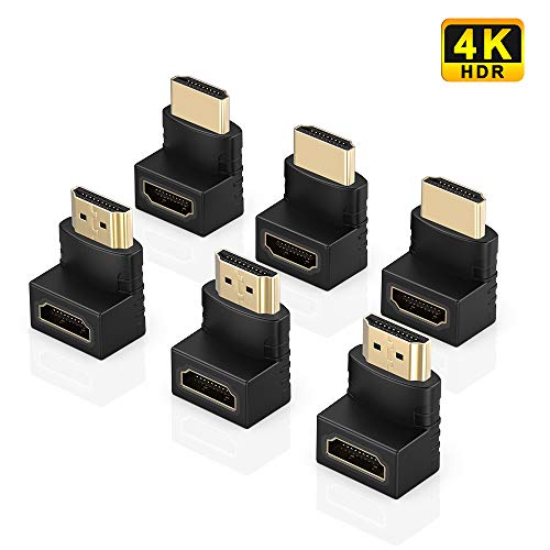 Product Cover ELUTENG HDMI Adapter 90 Degree 4K Male to Female HDMI Connector 270 Degree Extender Right Angle 6 Pack Combo L-Type HDTV Converter