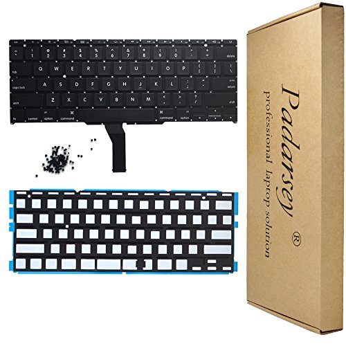 Product Cover Padarsey New Laptop Black US Backlit Backlight Keyboard with 80 Pces Screws fits for MacBook Air A1370 A1465 11-Inch 2011 2012 2013 2014 2015 MD711 MD712 MD223 MD224 MC968 MC969