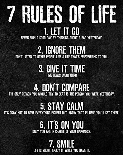 Product Cover 7 Rules of Life Motivational Poster - Printed on Premium Cardstock Paper - Sized 11 x 14 Inch - Perfect Print For Bedroom or Home Office
