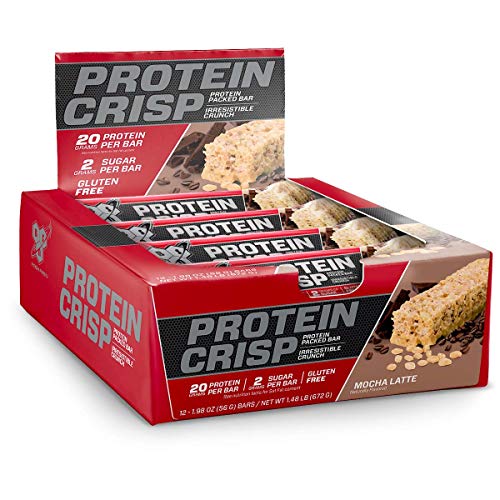Product Cover BSN Protein Crisp Bar by Syntha-6, Low Sugar Whey Protein Bar, 20g of Protein, Mocha, 12 Count