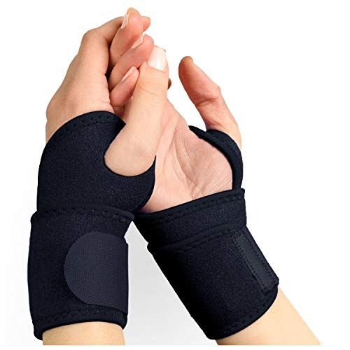 Product Cover Wrist Brace,Wrist Wraps Support Hholding [2 Pack] Adjustable Straps Fits for Carpal Tunnel,Volleyball,Badminton,Tennis,Basketball,Weightlifting-For Women and Men Left and Right Hand Black