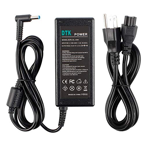 Product Cover DTK 19.5V 2.31A 45W Ac Laptop Charger for HP 741727-001 740015-003 HSTNN-DA40 Adapter Blue Tip : 4.5 X 3mm with Center pin Inside Notebook Computer PC Power Cord Supply Source Plug