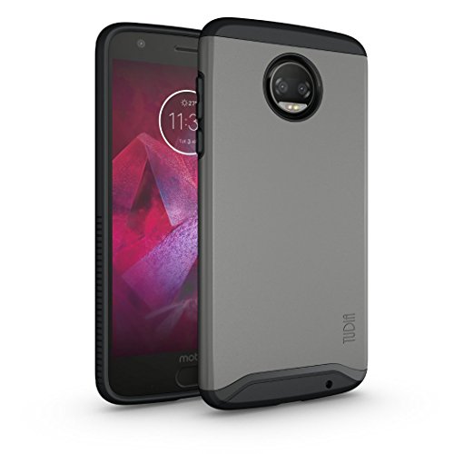 Product Cover Moto Z2 Force Case, TUDIA Slim-Fit Heavy Duty [Merge] Extreme Protection/Rugged but Slim Dual Layer Case for Motorola Moto Z Force (2nd Generation), Moto Z2 Force Droid Edition (Metallic Slate)