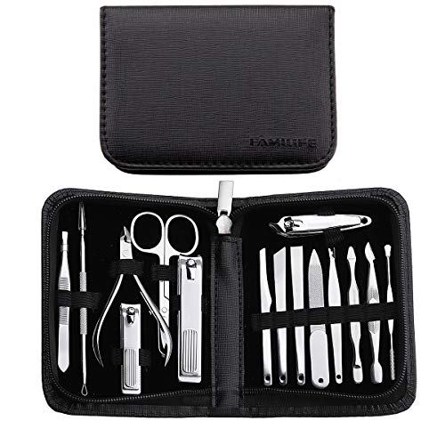 Product Cover FAMILIFE F02 Manicure Set,15 in 1 Nail Clippers Professional Stainless Steel Manicure Kit Manicure Tools with Travel Case Grooming Kit for Women Men
