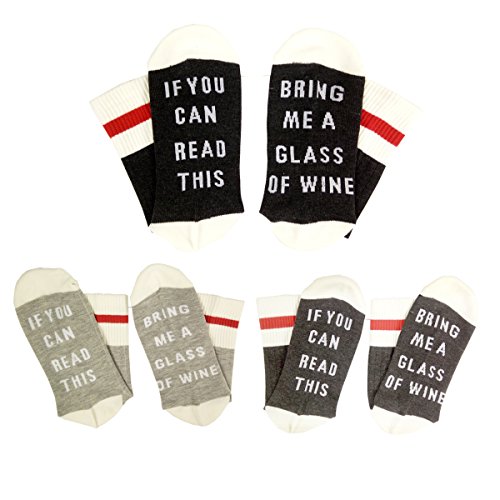 Product Cover IF YOU CAN READ THIS Fun Wine Socks, HSELL Women Cotton Crew Party Socks 3 Pack,Multicoloured,5-11