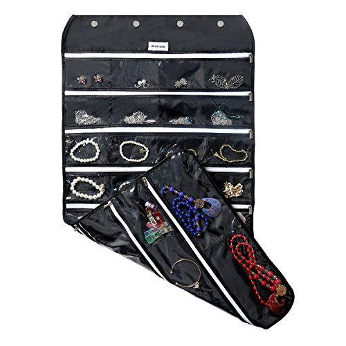 Product Cover BB Brotrade Hanging Jewelry Organizer with Oxford Dual Side 56 Zippered Storage Pocket（Black）
