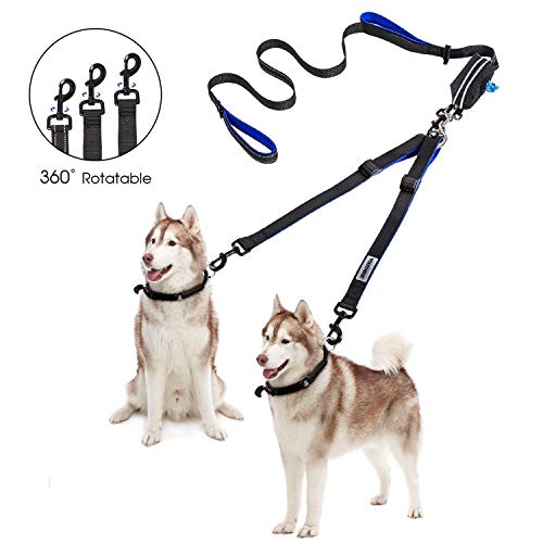 Product Cover YOUTHINK Double Dog Leash, No Tangle Dog Walking Leash 2 Dogs up to 180lbs, Comfortable Adjustable Dual Padded Handles, Bonus Pet Waste Bag (Double Dog Leash)