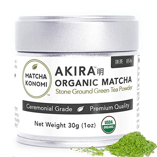 Product Cover Akira Matcha 30g - Organic Premium Ceremonial Japanese Matcha Green Tea Powder - First Harvest, Radiation Free, No Additives, Zero Sugar - USDA and JAS Certified (1oz tin)