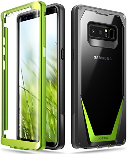 Product Cover Poetic Galaxy Note 8 Case, Guardian [Scratch Resistant Back] [360 Degree Protection] Full-Body Rugged Clear Hybrid Bumper Case with Built-in-Screen Protector for Samsung Galaxy Note 8 Black/Green