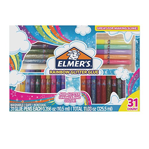Product Cover Elmer's Rainbow Glitter Glue Pen Set, Assorted Colors, 0.356 Ounces Each, 31 Count - Great For Making Slime