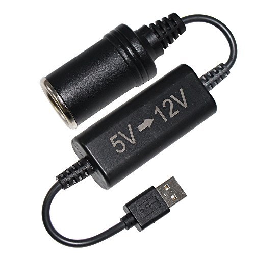 Product Cover KUNCAN 5V USB A Male to 12V Car Cigarette Lighter Socket Female Step Up Voltage Converter Cable, USB Charge Port Converter Power from 5v to 12v for GPS, Dash cam