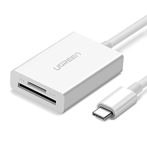 Product Cover UGREEN USB C SD Card Reader USB 3.1 Type C OTG Memory Card Reader Adapter SD TF Dual Slot for MacBook, Samsung S9 S8 Plus Note 9 8, Google Pixel XL 2XL, LG V20 V30 G5 G6 G7, Nexus 5X 6P, Moto Z White