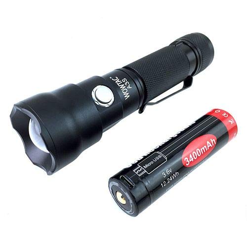 Product Cover WOWTAC A3 LED Flashlight Max 600 Lumen with Zoomable Adjustable Focus, 5 Modes with Hidden Strobe, Outdoor Water Resistant Torch, Powered Tactical Flashlight for Camping Hiking (A3 CW)