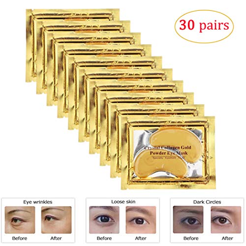 Product Cover Adofect 30 Pairs Gold Eye Mask Power Crystal Gel Collagen Masks, Great For Anti Aging, Dark Circles & Puffiness