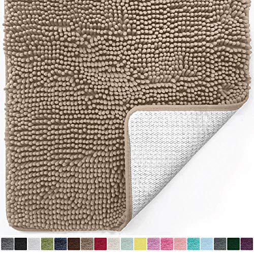 Product Cover Gorilla Grip Original Luxury Chenille Bathroom Rug Mat, 44x26, Extra Soft and Absorbent Large Shaggy Rugs, Machine Wash Dry, Perfect Plush Carpet Mats for Tub, Shower, and Bath Room, Beige