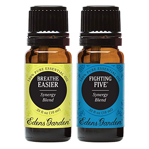 Product Cover Edens Garden Breathe Easier & Fighting Five Essential Oil Synergy Blend, 100% Pure Therapeutic Grade (Highest Quality Aromatherapy Oils), 10 ml Value Pack