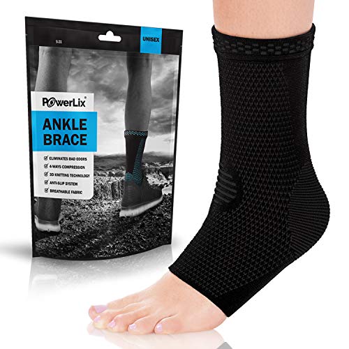 Product Cover POWERLIX Ankle Brace Compression Support Sleeve (Pair) for Injury Recovery, Joint Pain and More. Plantar Fasciitis Foot Socks with Arch Support, Eases Swelling, Heel Spurs, Achilles Tendon