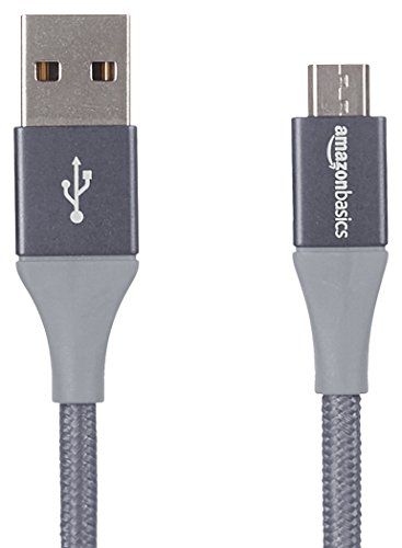 Product Cover AmazonBasics Double Braided Nylon USB 2.0 A to Micro B Charger Cable | 6 Feet, Dark Grey