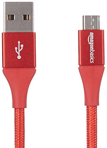 Product Cover AmazonBasics Double Braided Nylon USB 2.0 A to Micro B Charger Cable | 10 Feet, Red