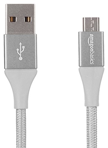 Product Cover AmazonBasics Double Braided Nylon USB 2.0 A to Micro B Charger Cable | 6 Feet, Silver