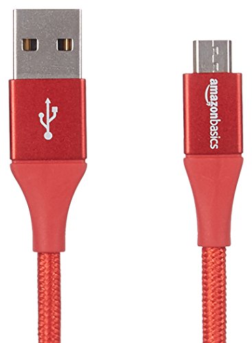Product Cover AmazonBasics Double Braided Nylon USB 2.0 A to Micro B Charger Cable | 6 Feet, Red